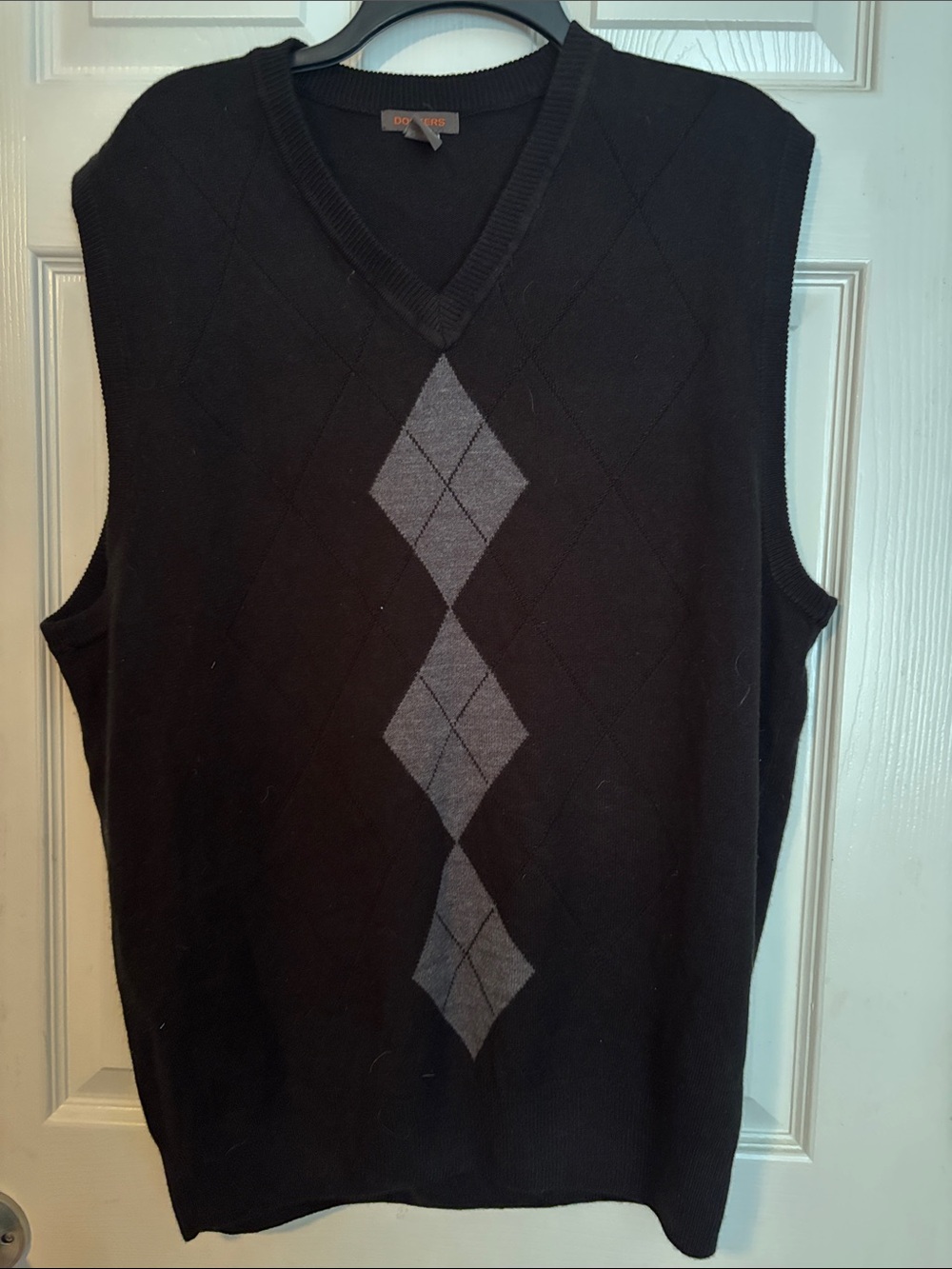 Dockers Black V-Neck Sweater Vest with Gray Argyle